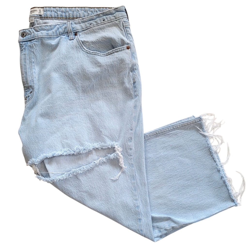 Abercrombie & Fitch 90's Relaxed Straight Jeans High Rise Distressed Women 37/24